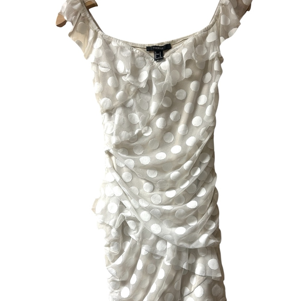 Forever 21 Cream Polka Dot Mini Dress